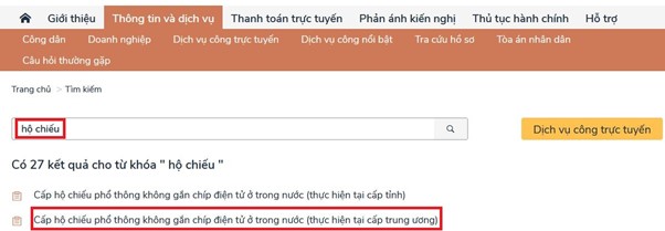 Xin hộ chiếu trực tuyến mới nhất 