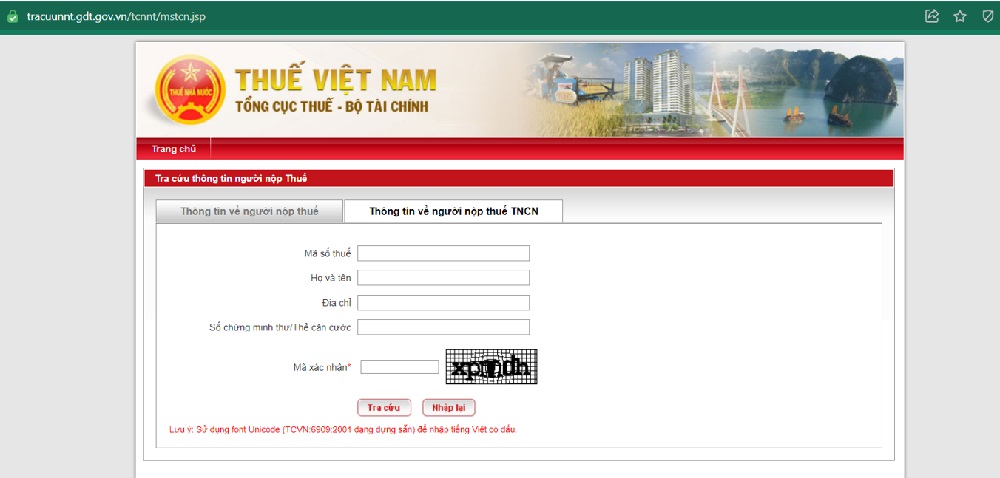 Website tra cứu Mst của Tổng cục thuế 